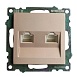 Розетка компьютерная 2-местная RJ-45 (механизм) STEKKER GLS00-7109-02, серия Катрин, шампань - фото