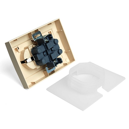 Розетка 2-местная с/з с крышкой STEKKER, PST16-9015-02, 250В, 16А, серия Эрна, слоновая кость - фото