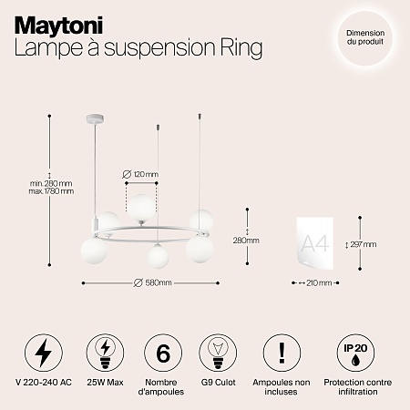 Подвесной светильник Maytoni Ring MOD013PL-06W - фото