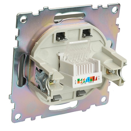 Розетка компьютерная 1-местная RJ-45 (механизм), серия Катрин, графит, GLS00-7107-06 - фото