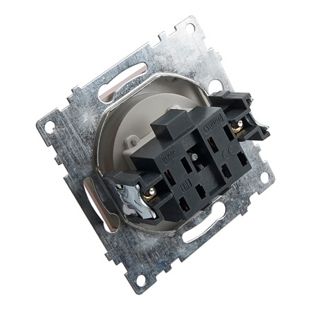 Розетка 1-местная с/з (механизм), STEKKER GLS16-7110-03, 250В, 16А с защитной шторкой, серия Катрин, серебро - фото