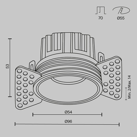 Встраиваемый светильник Technical Round DL058-7W3K-TRS-BS - фото
