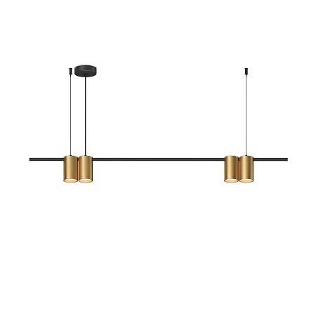DK4061-BK+SG Подвесной светильник ORBIT, IP20, 4xGU10 LED до 15 Вт, черный + сатинированное золото, алюминий - фото