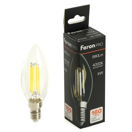 Лампа светодиодная Feron.PRO LB-1206 Свеча E14 980LM 6W 175-265V 4000K - фото