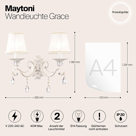 Настенный светильник (бра) Maytoni Grace ARM247-02-G - фото