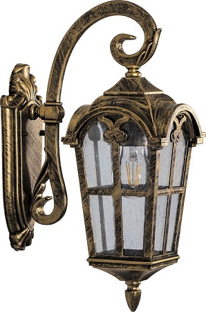 Светильник садово-парковый Feron PL103 четырехгранный на стену вниз 60W 230V E27, черное золото - фото