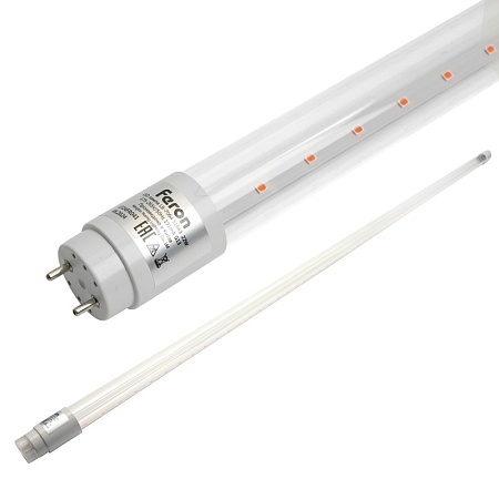 Лампа светодиодная для растений T8 Feron LB-7064 G13 стекло 22W 175 1,2м 265V красно-синий спектр пластик - фото