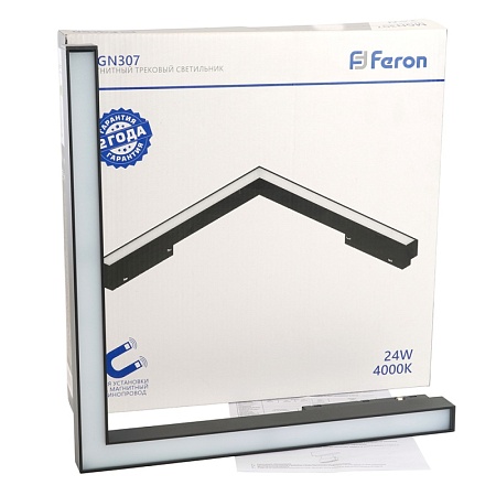 Светильник светодиодный Feron MGN307 трековый низковольтный 24W, 1920 Lm, 4000К, 110 градусов, черный серия MattLine - фото