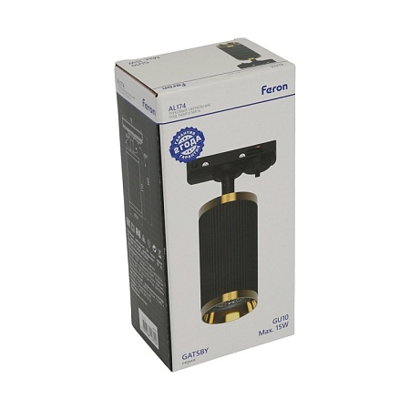 Светильник Feron AL174 трековый однофазный на шинопровод под лампу GU10, черный античное золото - фото