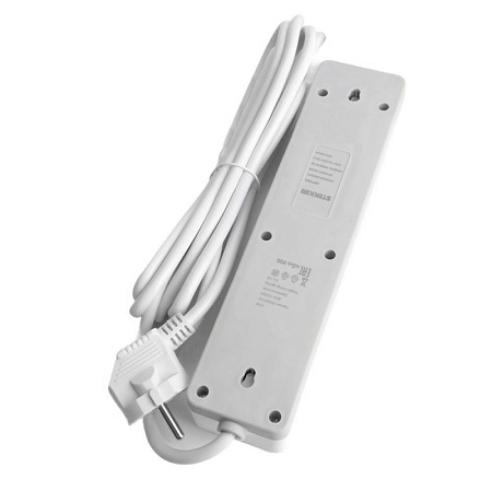 Сетевой фильтр 4-местный с/з STEKKER HM20-41-03 3x1мм2, 3 м, серия Optima, белый - фото