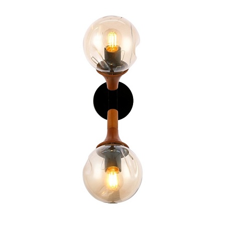 Светильник настенный Черный, Темное дерево/Прозрачный, Янтарный E27 2*60W SLE109401-01 - фото