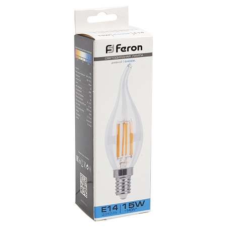 Лампа светодиодная Feron LB-718 Свеча на ветру E14 15W 230V 6400K - фото
