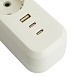 Удлинитель 3-местный с/з с выключ. STEKKER HM071-31-03 3x1мм2, 3м, 250В, 16А, 1USB+2C, 2.4A, сер Home, белый - фото