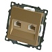 Розетка компьютерная 2-местная RJ-45 (механизм) STEKKER GLS00-7109-08, серия Катрин, золото - фото