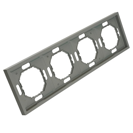 Рамка STEKKER, PFR00-5004-10  4-местная, серия Эмили, платиново-серый, soft touch - фото