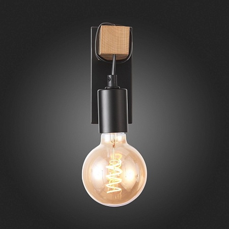 Светильник настенный Черный, Светлое дерево E27 1*60W SL1142.401.01 - фото