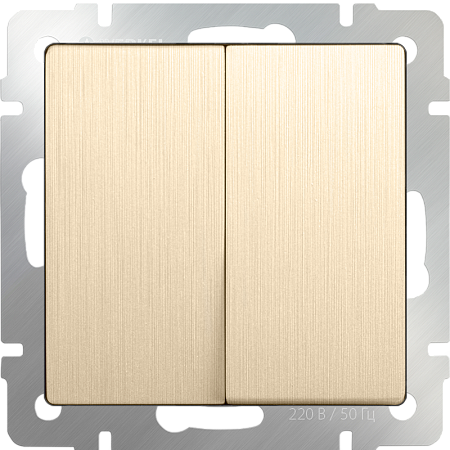 Выключатель двухклавишный проходной шампань рифленый WL10-SW-2G-2W - фото