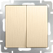 Выключатель двухклавишный проходной шампань рифленый WL10-SW-2G-2W - фото