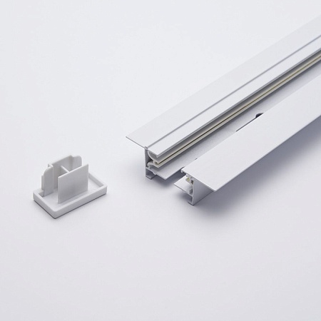 Шинопровод встраиваемый для трековых однофазных светильников, белый, 2м,  в наборе токоввод, заглушка, крепление, CAB1004 - фото