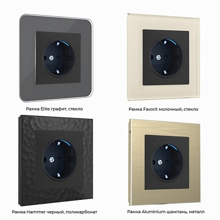 Розетка с подсветкой черный матовый W1171408 - фото