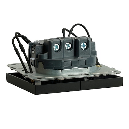 Выключатель 2-клавишный c индикатором (механизм), STEKKER, 250В, 10А, серия Эмили, RSW10-5102-05, черный уголь, soft touch - фото