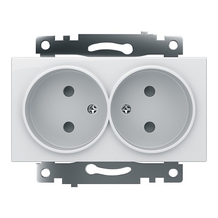 Розетка 2-местная б/з (механизм), STEKKER GLS10-7113-01, 250V, 10А с защитной шторкой, серия Катрин, белый - фото