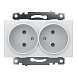 Розетка 2-местная б/з (механизм), STEKKER GLS10-7113-01, 250V, 10А с защитной шторкой, серия Катрин, белый - фото