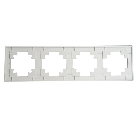 Рамка 4-местная, стекло, STEKKER, GFR00-7004-01, серия Катрин, белый матовый - фото