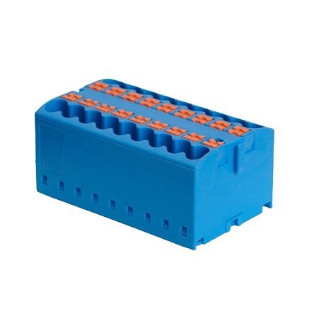 Зажим блочный (групп) для распред.тока нагрузки push-in на 18 точек, сеч 2,5 мм2, 450V, 24А,синий LD580 PTFIX 18/25 - фото