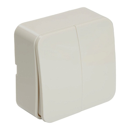 Выключатель открытой установки 2-клавишный, STEKKER, 250В, 10А, IP20, серия София, белый, MSW10-20-01 - фото