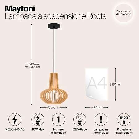 Подвесной светильник Maytoni Roots MOD193PL-01W - фото