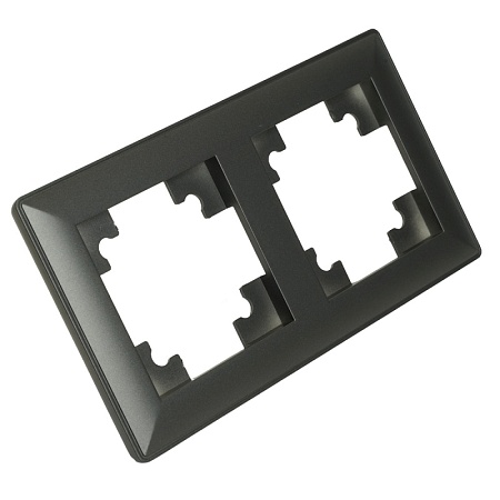 Рамка STEKKER, PFR00-7002-06 2-местная, пластик, серия Катрин, графит - фото