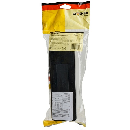 Розетка 4-местная б/з открытой установки, STEKKER, 250В, 10А, IP20, серия София, черный, MST10-14-02 - фото