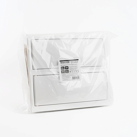 Бокс встраиваемый STEKKER EBX50-2/24-20 24 модуля, белый, пластик, серия Standart - фото