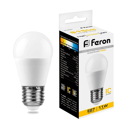 Лампа светодиодная Feron LB-750 Шарик E27 11W 175-265V 2700K - фото