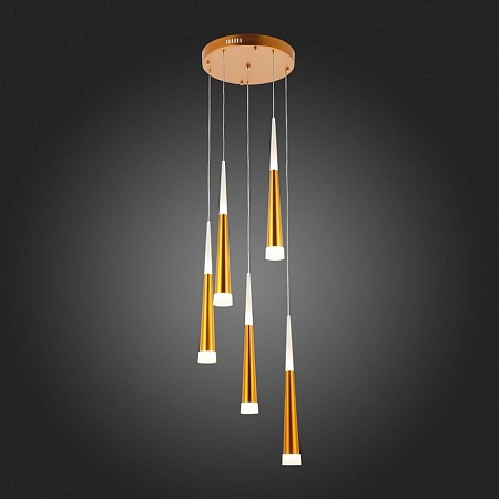 Светильник подвесной Золотистый/Золотистый, Белый LED 5*7W 3000K SLE200103-05 - фото