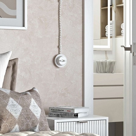 Переключатель/выключатель одноклавишный Vintage белый матовый/хром W5812050 - фото