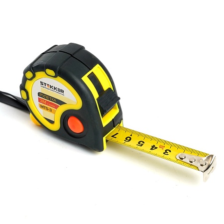 Рулетка STEKKER, 3 м х 16 мм, прорезиненное покрытие, MTS-3 - фото