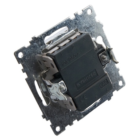 Выключатель 1-клавишный c индикатором (механизм) STEKKER GLS10-7101-02, 250В, 10А, серия Катрин, шампань - фото