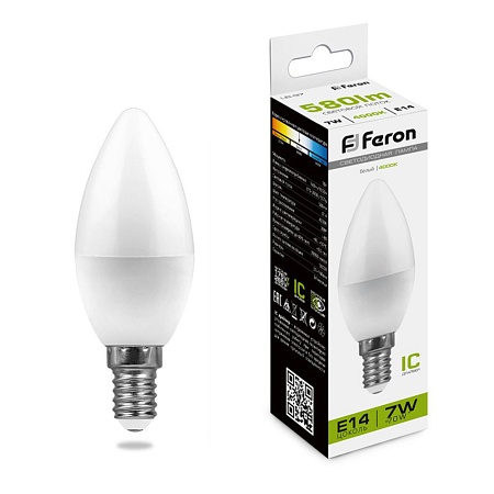 Лампа светодиодная Feron LB-97 Свеча E14 7W 175-265V 4000K - фото