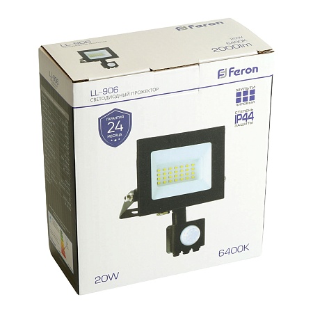 Светодиодный прожектор Feron с датчиком  LL-906 IP44 20W 6400K - фото