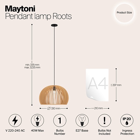 Подвесной светильник Maytoni Roots MOD195PL-01W - фото