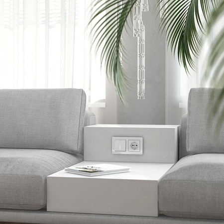 W1112141/ Выключатель одноклавишный проходной с подсветкой (белый акрил) W1112141 - фото