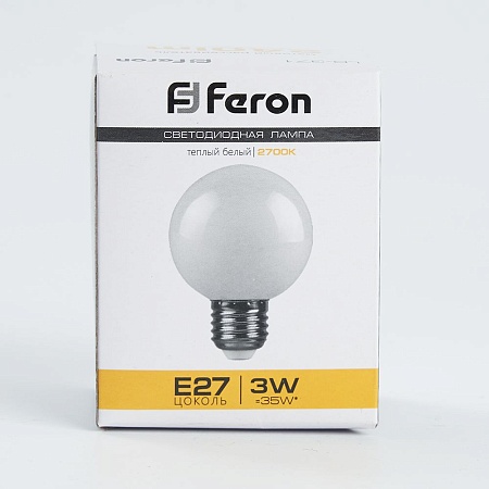 Лампа светодиодная Feron LB-371 Шар E27 3W 230V 2700K матовый - фото