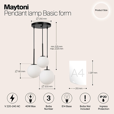 Подвесной светильник Maytoni Basic form MOD321PL-03B - фото