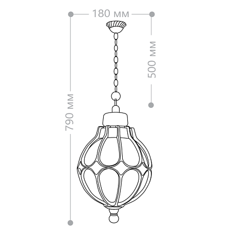 Светильник садово-парковый Feron PL3705  круглый на цепочке 60W 230V E27, черное золото - фото