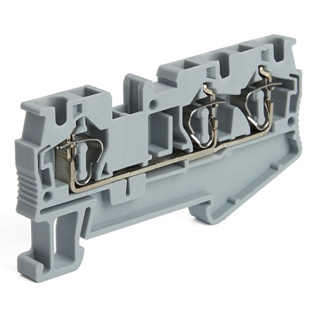 Зажим пружинный, 3-проводной проходной ЗНИ - 4,0 (JXB ST 4), серый STEKKER - фото