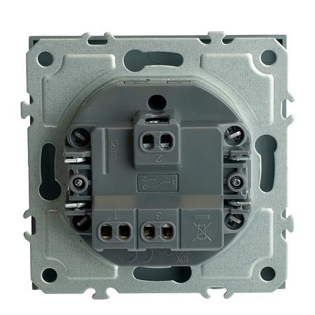 Выключатель 1-клавишный (механизм), STEKKER, 250В, 10А, серия Эмили, RSW10-5103-10,  платиново-серый, soft touch - фото