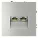 Розетка компьютерная встраиваемая VOLTUM S70 двойная RJ45+RJ45 кат.6, (сталь)