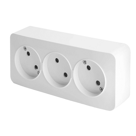 Розетка 4-местная б/з открытой установки, STEKKER, 250В, 10А, IP20, серия София, белый, MST10-14-01 - фото
